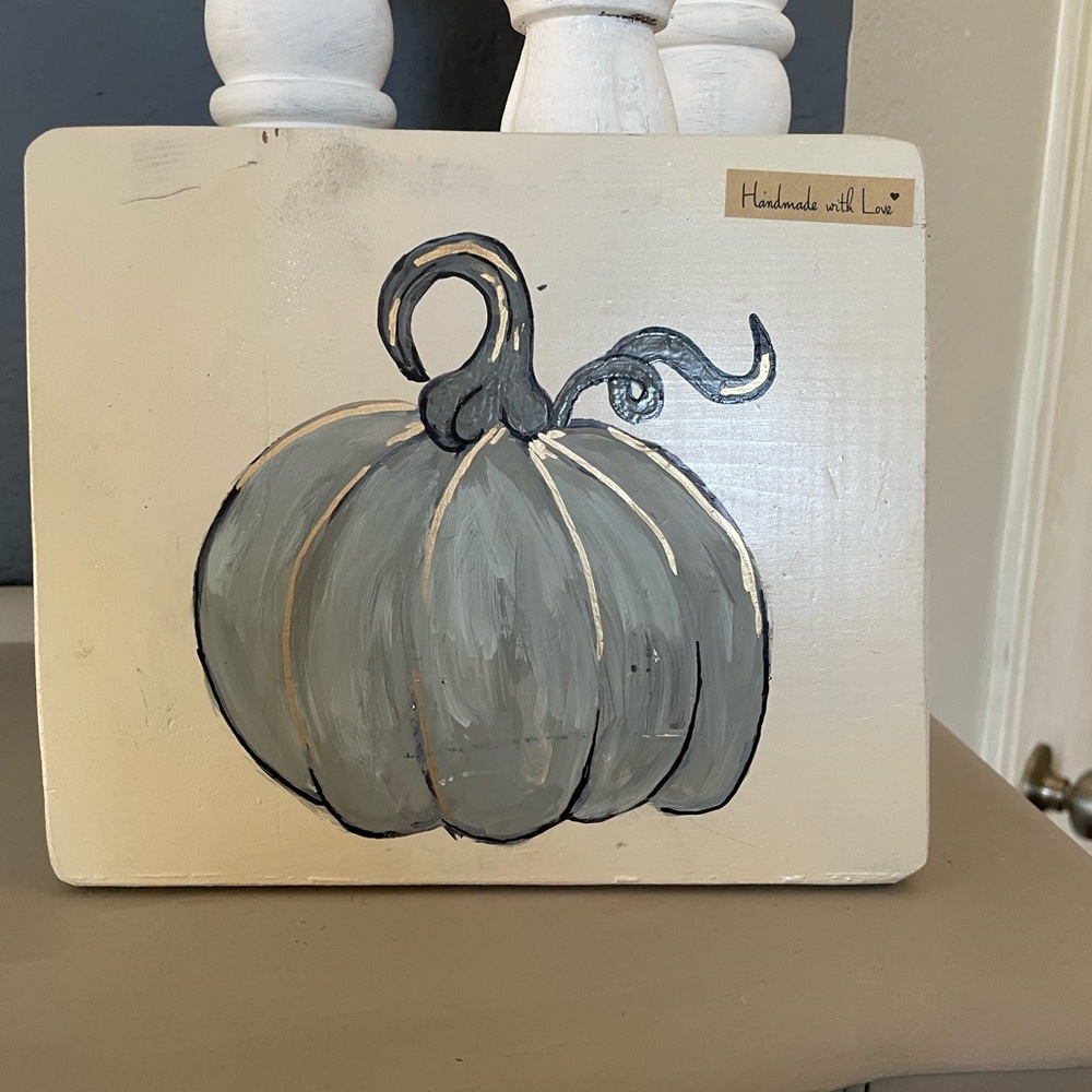 Hand painted fall decor shelf sitter